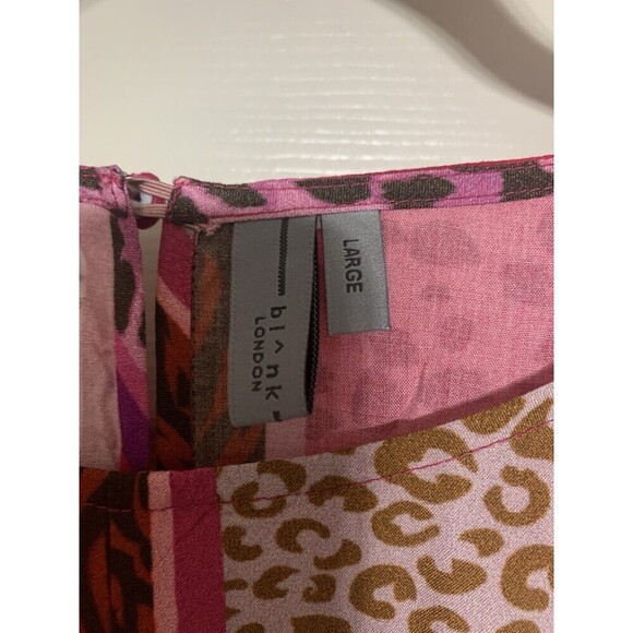 Anthropologie Blank London Pink Animal Print Shift Dress Size Large Boho - Picture 5 of 7